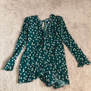 Green floral romper